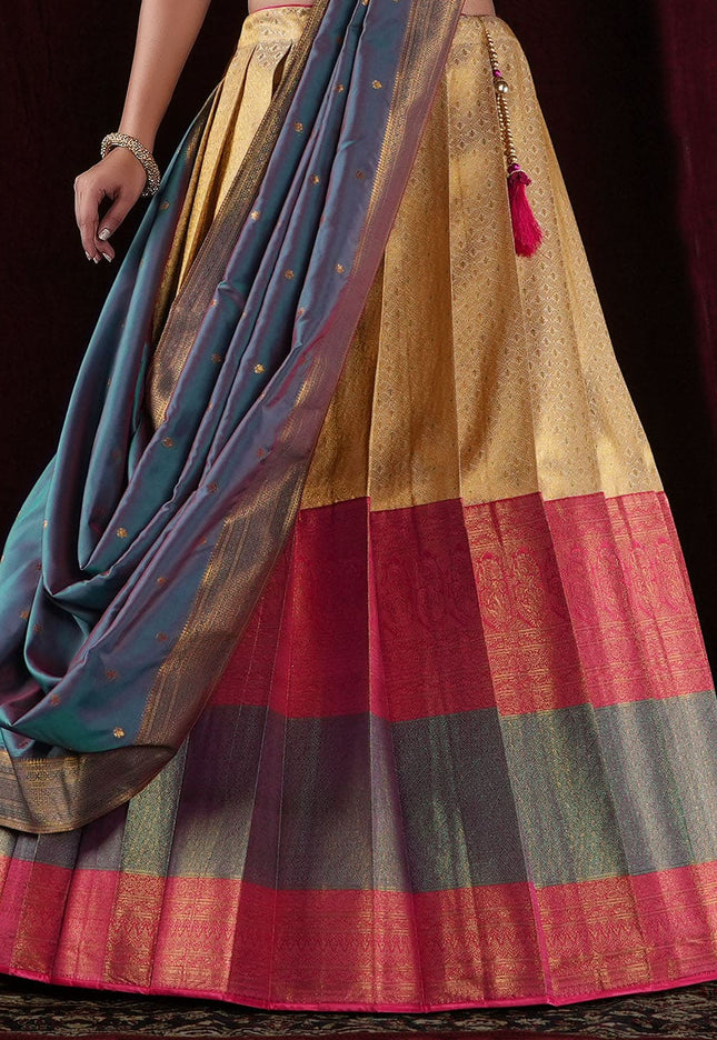 Chiku Kanjivaram silk Lehenga