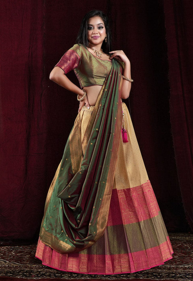 Chiku Kanjivaram silk Lehenga