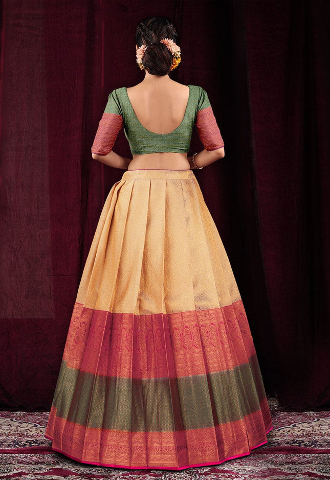 Chiku Kanjivaram silk Lehenga