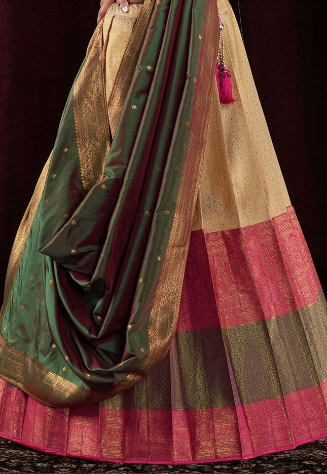 Chiku Kanjivaram silk Lehenga