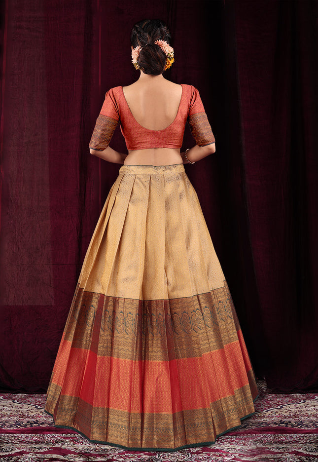 Chiku Kanjivaram silk Lehenga