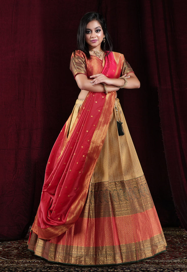 Chiku Kanjivaram silk Lehenga