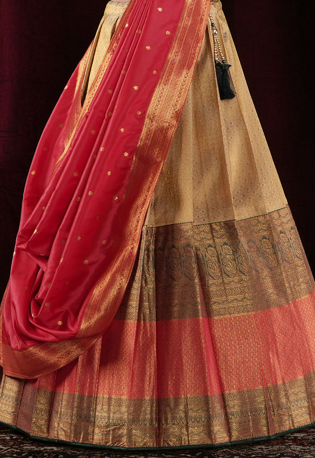 Chiku Kanjivaram silk Lehenga