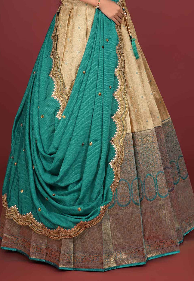 Rama Kanjivaram Silk Lehenga