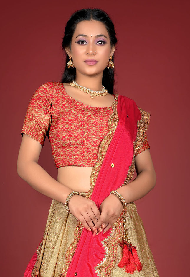Red Kanjivaram Silk Lehenga