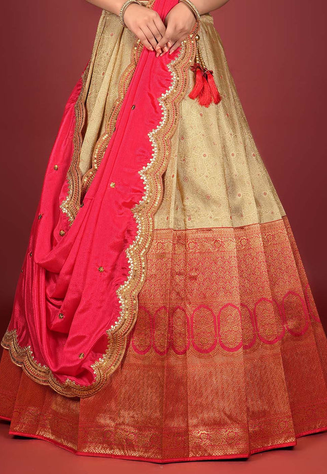 Red Kanjivaram Silk Lehenga
