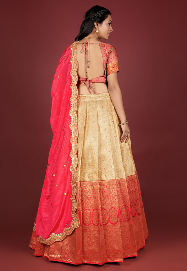 Red Kanjivaram Silk Lehenga