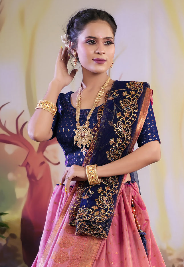 Pink Color Banarasi Lehenga