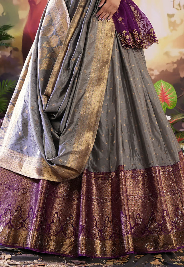 Gray Color Banarasi Lehenga