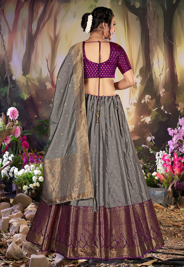 Gray Color Banarasi Lehenga