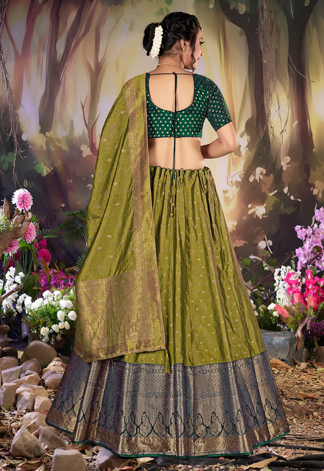 Mehendi Color Banarasi Lehenga
