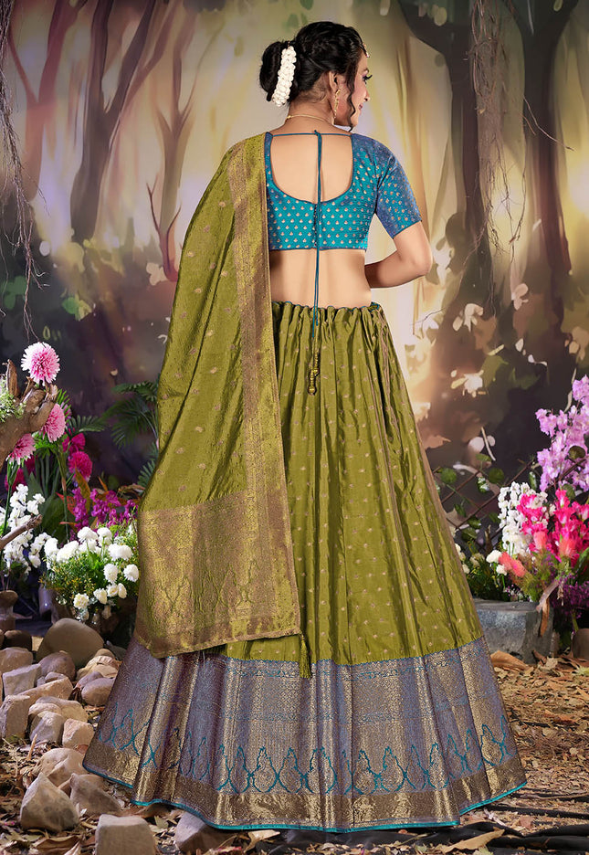 Mehendi Color Banarasi Lehenga