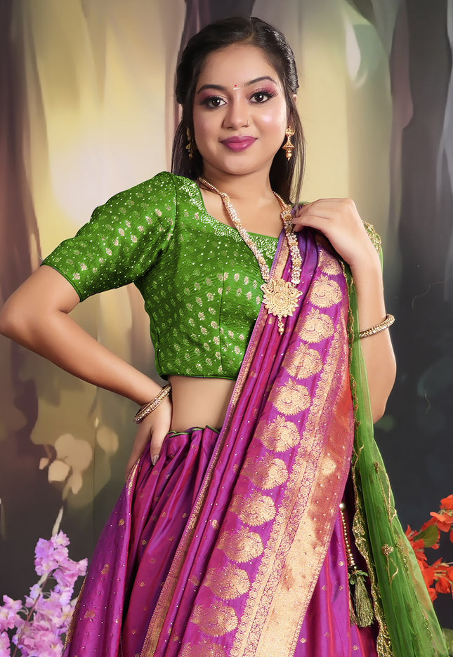 Purple Color Banarasi Lehenga