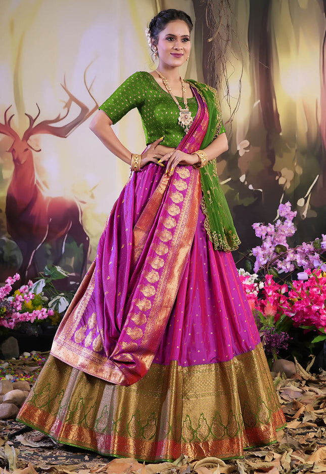 Purple Color Banarasi Lehenga