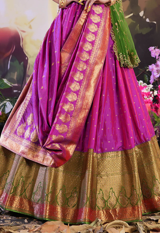 Purple Color Banarasi Lehenga
