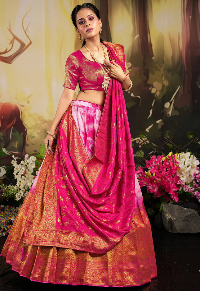 Rani Shibori Dyeing Silk Lehenga
