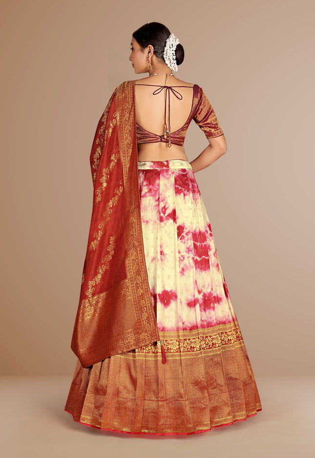 Maroon Banarasi Silk Half Saree