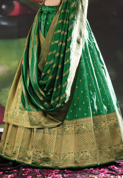 Green Semi-Stitched Lehenga