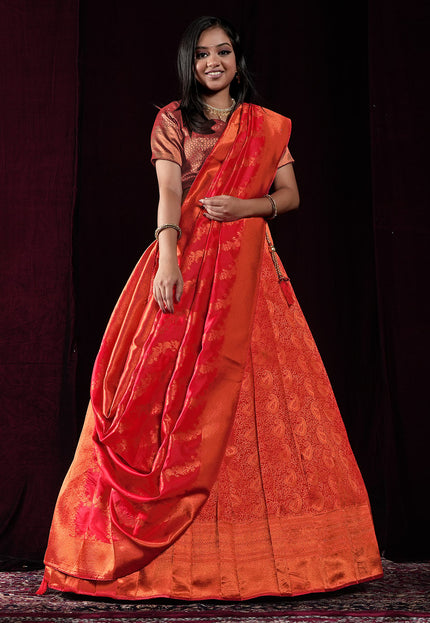 Red Kanchipuram Pattu Half Saree