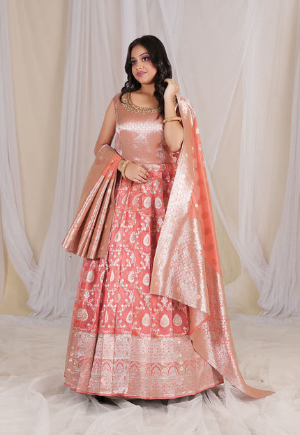 Gajari Banarasi Silk Gown