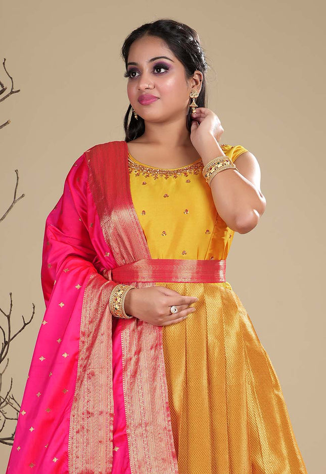Latest Yellow Kanjivaram Gown 