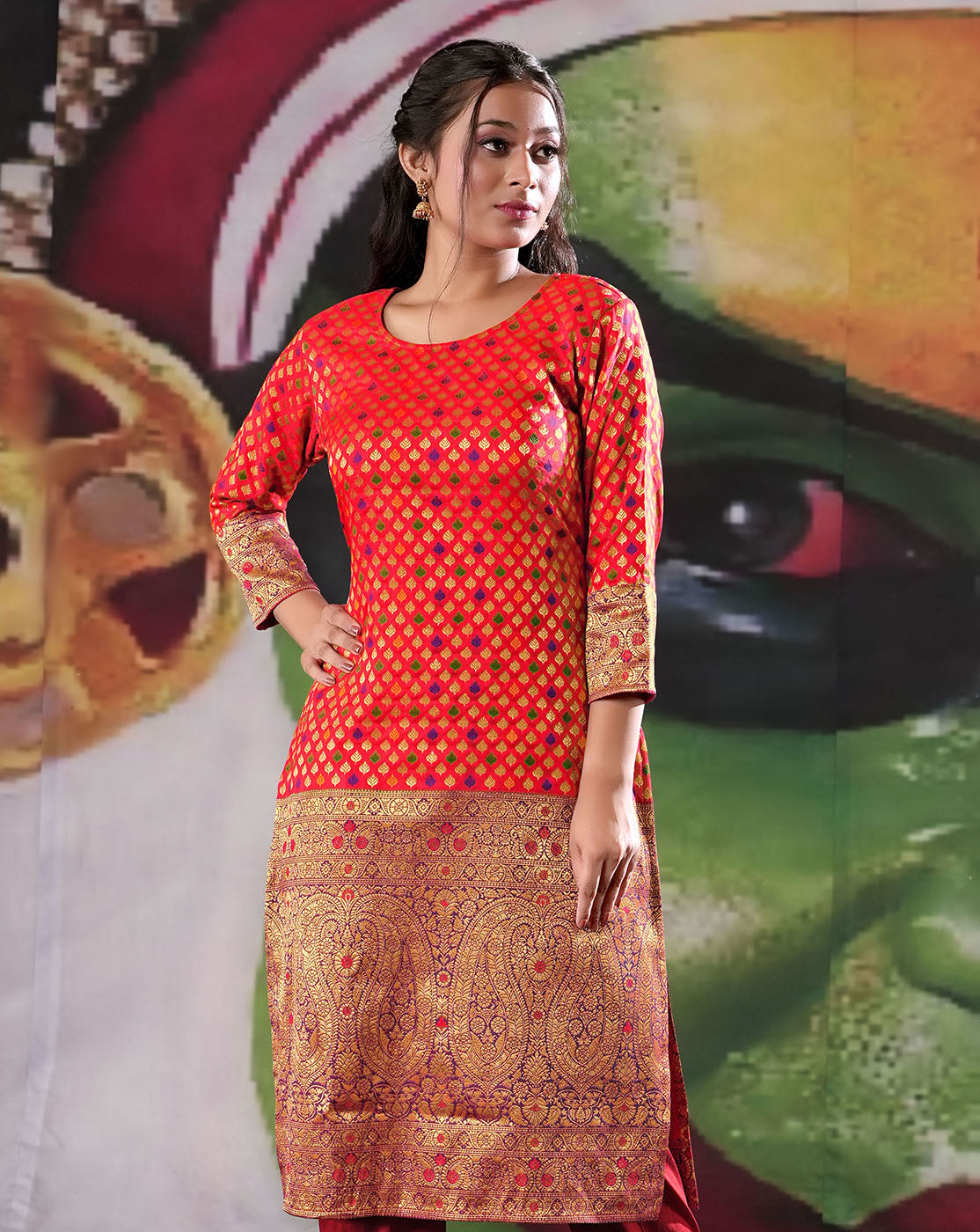 Buy Weaving Banarasi Silk Green Trendy Salwar Suit Online : 164486 -