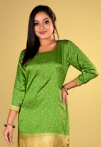 Green Banarasi Silk Kurti