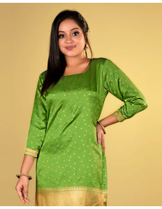 Green Banarasi Silk Kurti