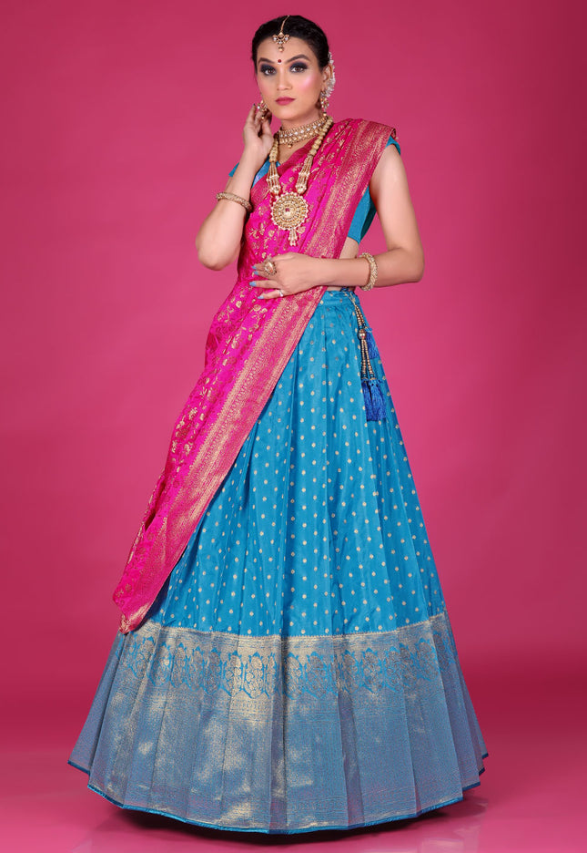 Royal Blue Banarasi Silk Lehenga