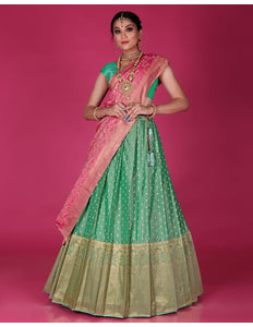 Sea Green Banarasi Silk Lehenga