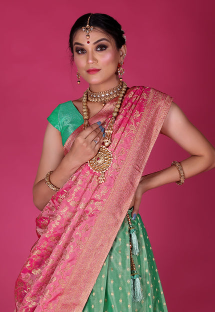 Sea Green Banarasi Silk Lehenga