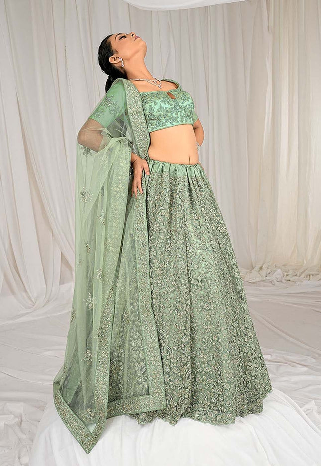 Sea Green Net Lehenga Choli