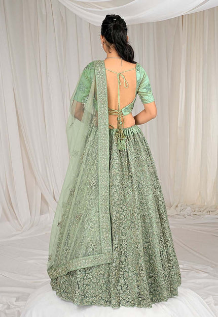 Sea Green Net Lehenga Choli