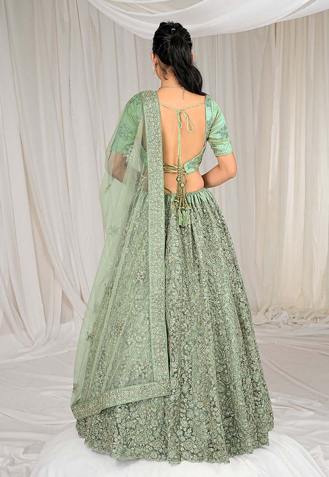 Sea Green Net Lehenga Choli