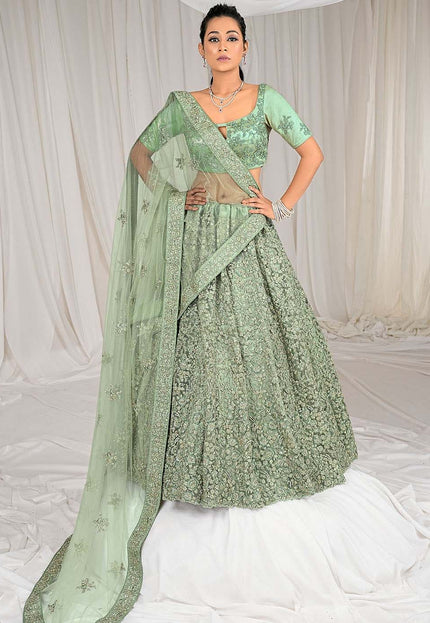 Sea Green Net Lehenga Choli