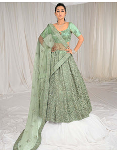 Sea Green Net Lehenga Choli