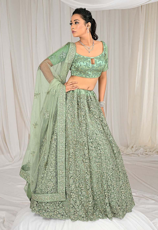 Sea Green Net Lehenga Choli