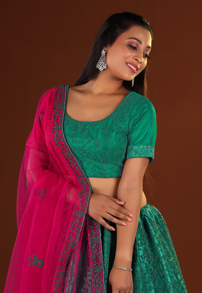 Rama Party wear Net Lehenga