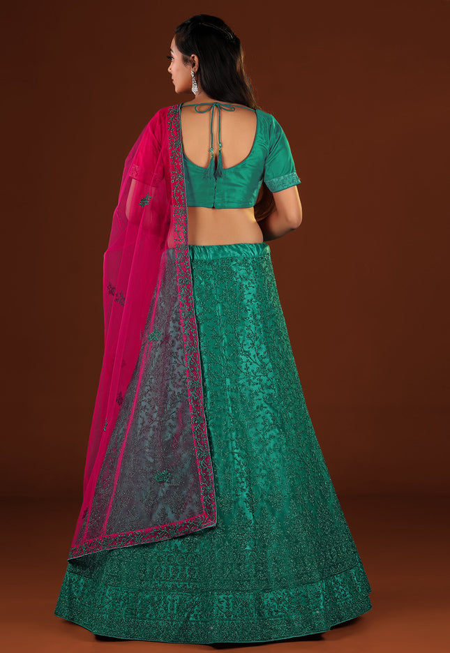 Rama Party wear Net Lehenga