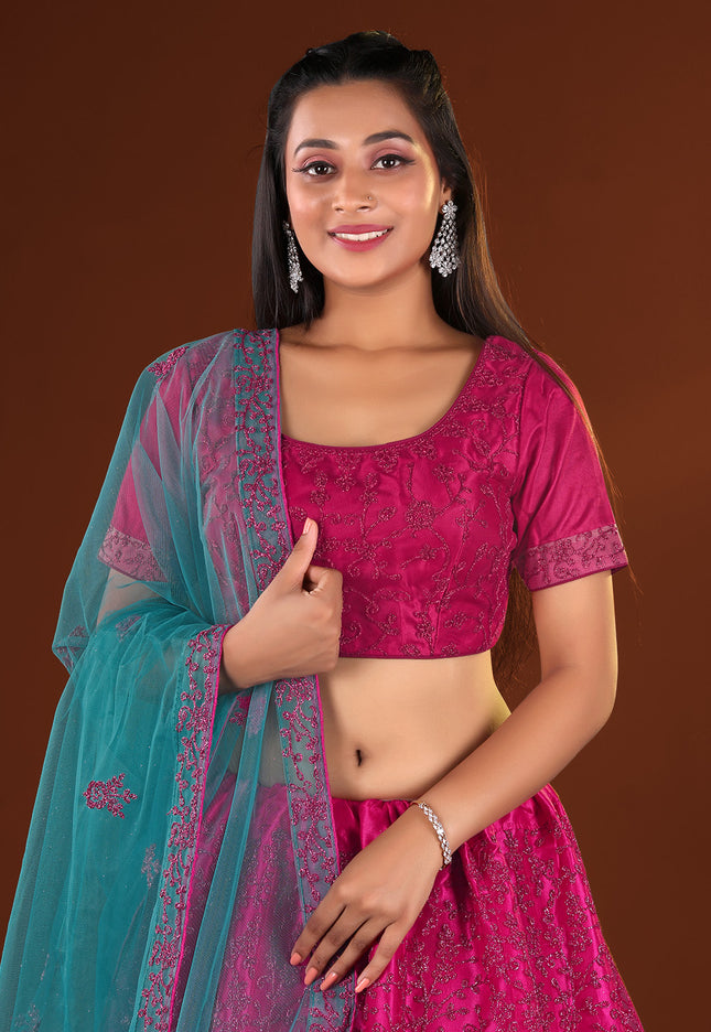 Rani Party wear Net Lehenga Choli for Women