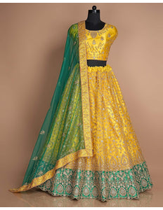 Mustard Designer Net Lehenga