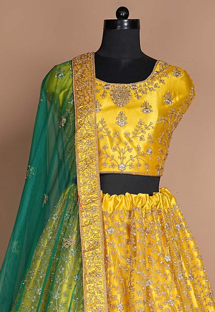 Mustard Designer Net Lehenga