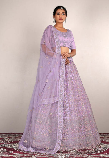 Purple Designer Net Lehenga Choli