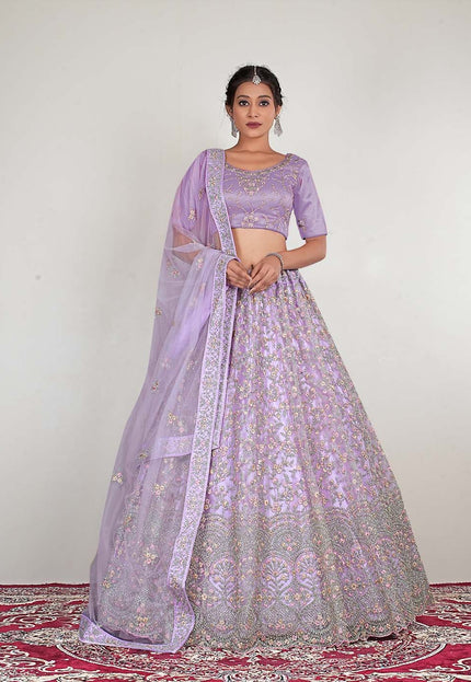 Purple Designer Net Lehenga Choli