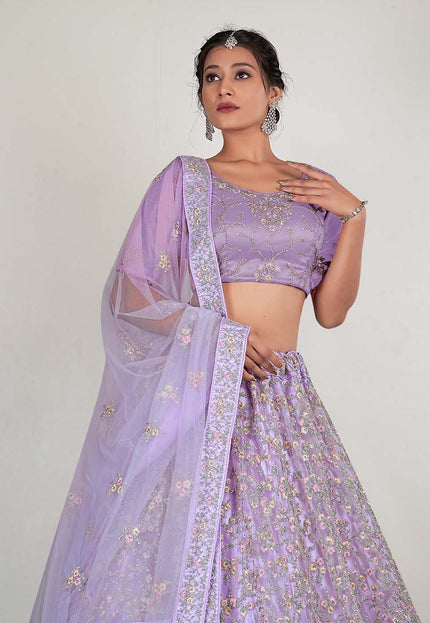 Purple Designer Net Lehenga Choli