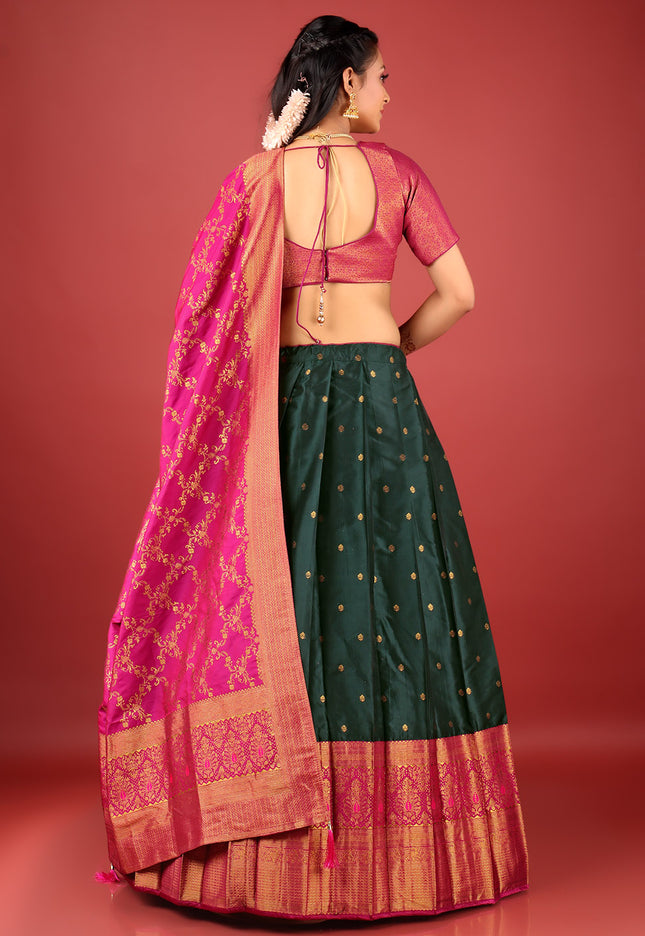 Green Banarasi Lehenga Choli For Wedding Function