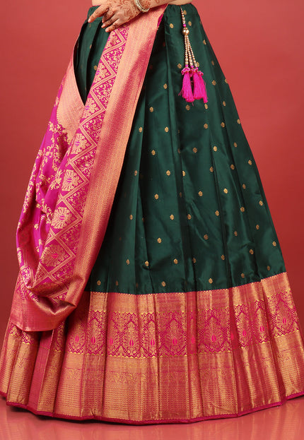 Green Banarasi Lehenga Choli For Wedding Function