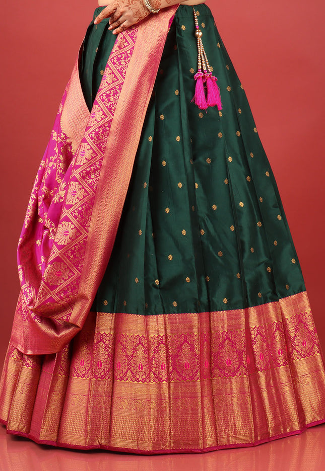 Green Banarasi Lehenga Choli For Wedding Function