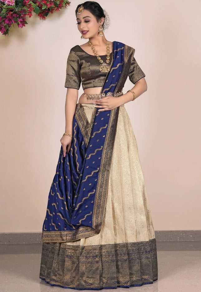 Chiku Banarasi Silk Lehenga With Zari Woven