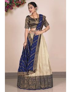 Chiku Banarasi Silk Lehenga With Zari Woven